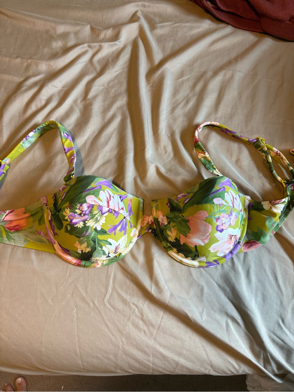 Express Floral Underwire Bra in Lime Green and Pink